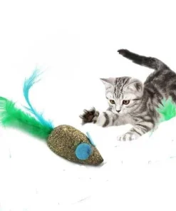 Catnip Toy – Mouse with Feather Interactive Toy