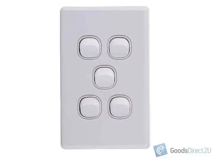 Light Switch – 5 Gang – Vertical – Slimline – 16A – 10 Box