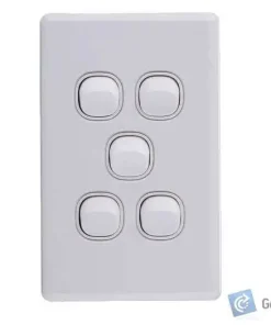 Alternative view of Light Switch – 5 Gang – Vertical – Slimline – 16A – 10 Box