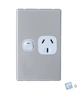 Power Point – Single – Vertical – Slimline, Alu – 10A