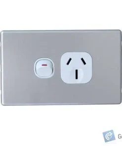 Power Point – Single – Horizontal – Slimline, Alu – 15A – 10 Box