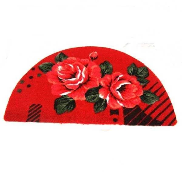 25 Inch X 16 Inch Half Round shape Red color Flower Design Non Slip Door Carpet Floor Door Mat ZZ235 - Image 2