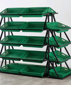Alternative view of Supermarket Fruits Vegetables Grocery Display Shelf Bread Baskets Retail Display Rack