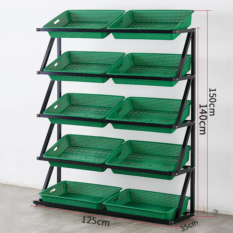 Supermarket Fruits Vegetables Grocery Display Shelf Bread Baskets Retail Display Rack - Image 8