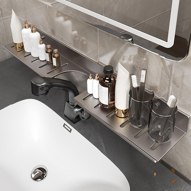 Bathroom Floating Shelf Hanging Storage Shelf Over Faucet Wall-Mounted Organizer with U-Shaped Cutout for Kitchen FY-JL - Image 7