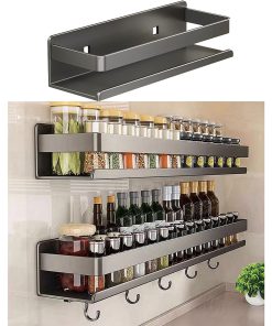 Alternative view of Carbon Steel Spice Storage Rack Detachable Wall Mounted Floating Shelves for Kitchen RS-NV