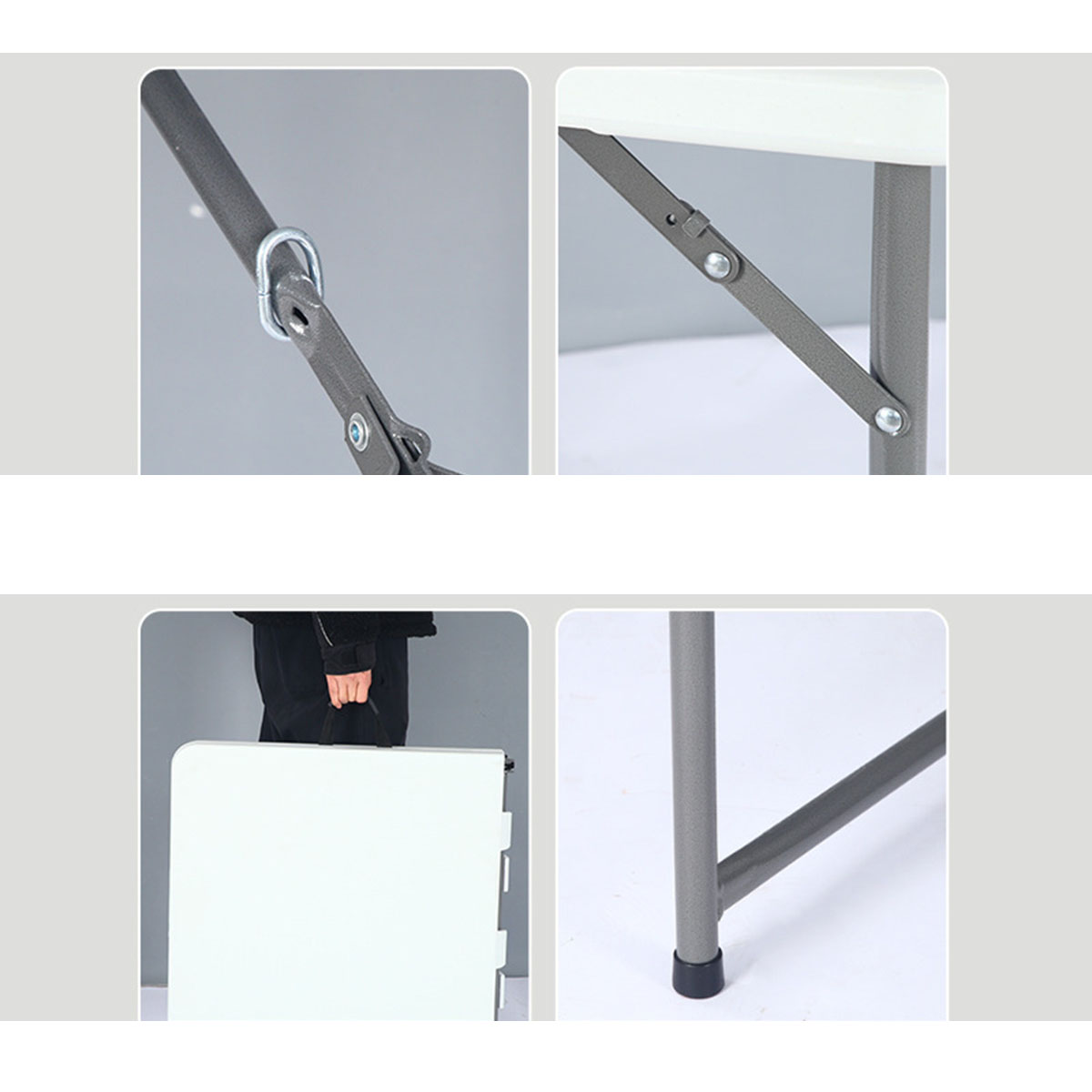 Folding Trestle Table Fold Up Table Plastic & Metal Outdoor Utility Portable Table for Picnic BBQ Party FY-JN - Image 4
