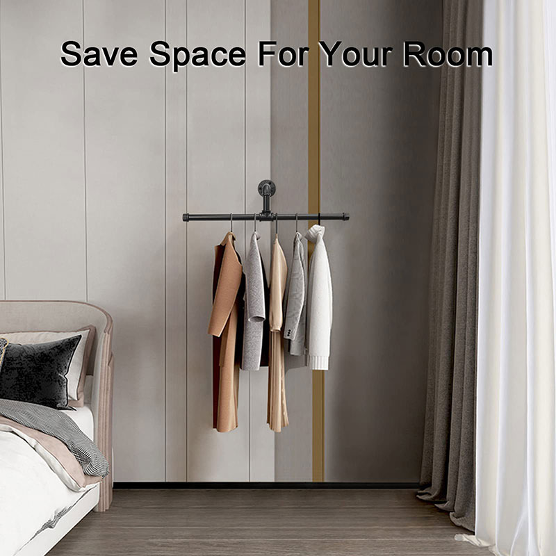 2pcs Industrial Pipe Clothes Racks Floating DIY Wall Mounted Heavy Duty Rustic Vintage Clothing Rod - Image 8