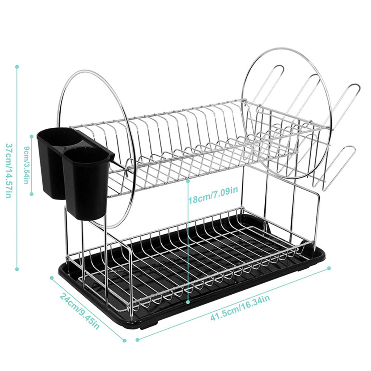 Kitchen Dish Drainer 2-Layer Dish Drying Rack Metal Frame Kitchen Organization for Kitchen Restaurant RS-JN - Image 3