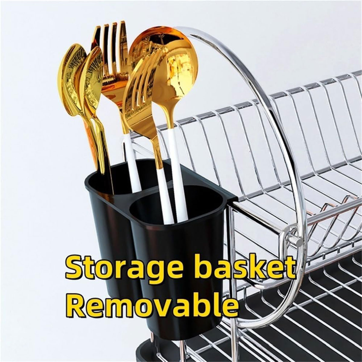 Kitchen Dish Drainer 2-Layer Dish Drying Rack Metal Frame Kitchen Organization for Kitchen Restaurant RS-JN - Image 4