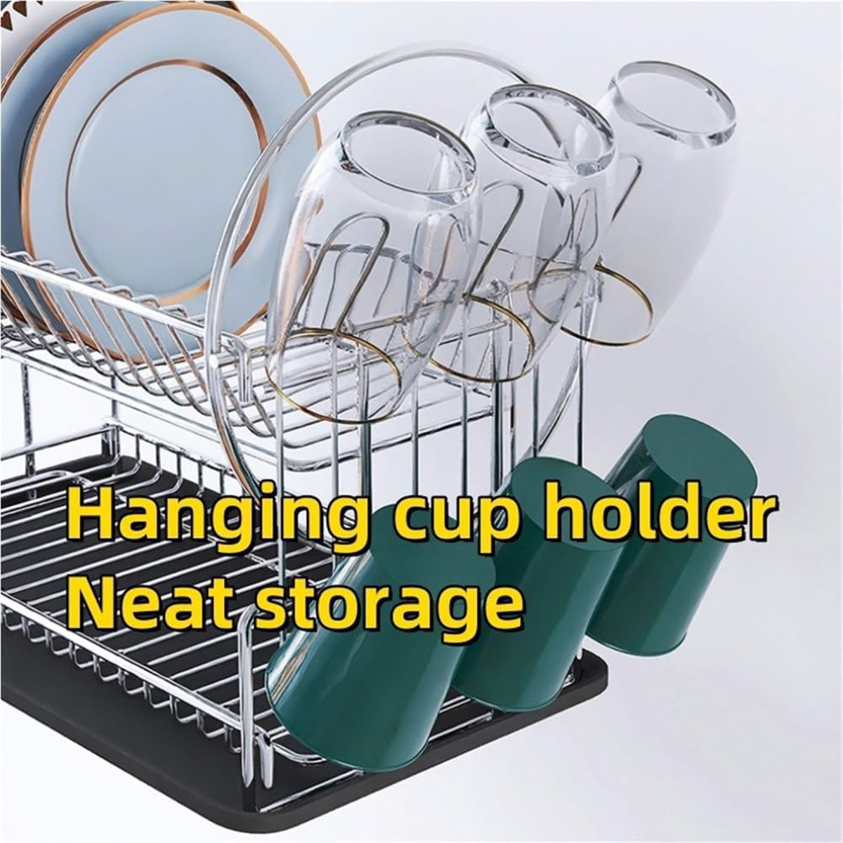Kitchen Dish Drainer 2-Layer Dish Drying Rack Metal Frame Kitchen Organization for Kitchen Restaurant RS-JN - Image 6