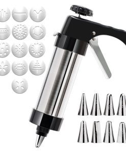 Alternative view of Stainless Steel Cookie Press Set with 13 Cookie Discs & 8 Icing Nozzles Cookie Press Kit for DIY Biscuit Baking Maker FY-AG