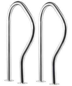 Alternative view of 304 Stainless Steel Swimming Pool Handrail 3 Bend Safety Grab Rail with Base Plate CR-JN