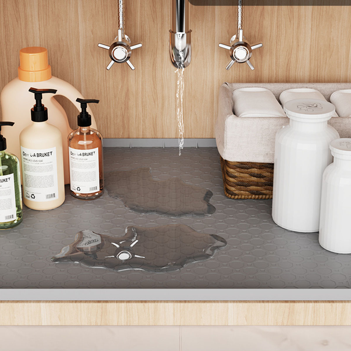 Under Sink Mat Waterproof Kitchen Cabinet Mat Flexible Silicone Under Sink Liner Bathroom Laundry Mat for Drips Leaks FY-JN - Image 8