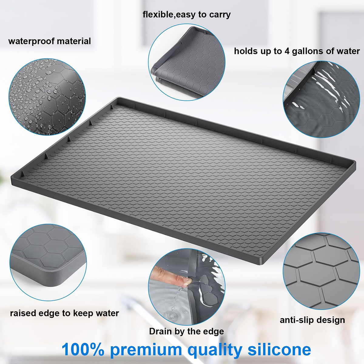 Under Sink Mat Waterproof Kitchen Cabinet Mat Flexible Silicone Under Sink Liner Bathroom Laundry Mat for Drips Leaks FY-JN - Image 4