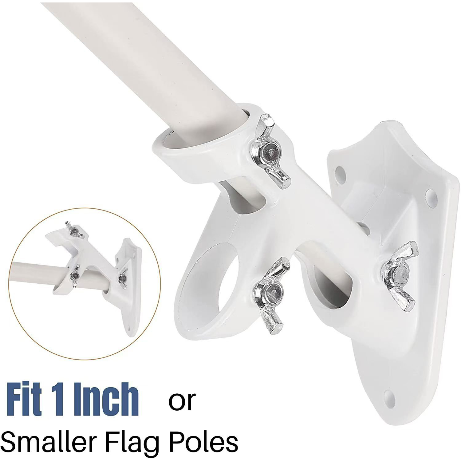 Wall Mount Flag Pole Holder with 3 Fixing Clamps 2 Position for 1Inch Inner Dia Pole CR-JN - Image 4