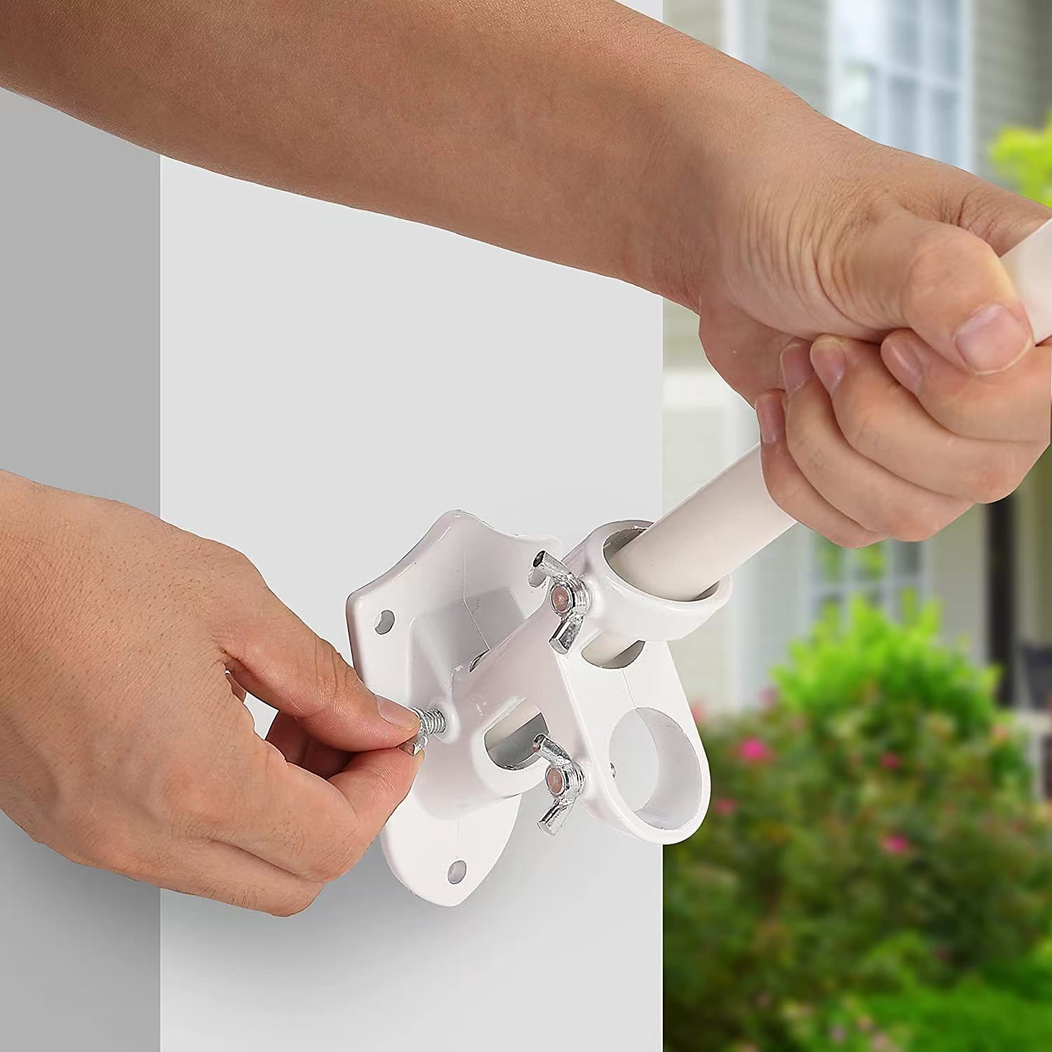 Wall Mount Flag Pole Holder with 3 Fixing Clamps 2 Position for 1Inch Inner Dia Pole CR-JN - Image 5