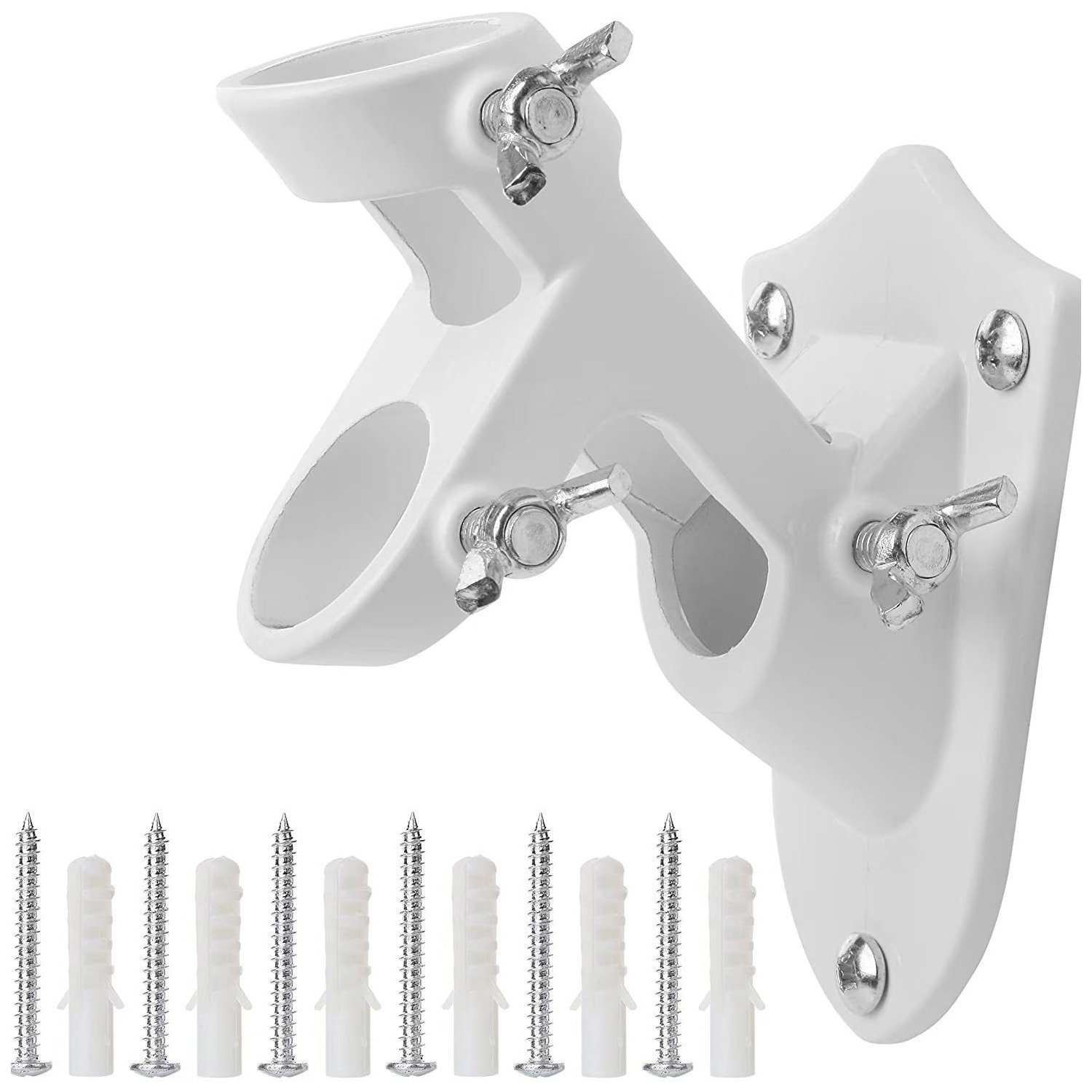 Wall Mount Flag Pole Holder with 3 Fixing Clamps 2 Position for 1Inch Inner Dia Pole CR-JN - Image 2