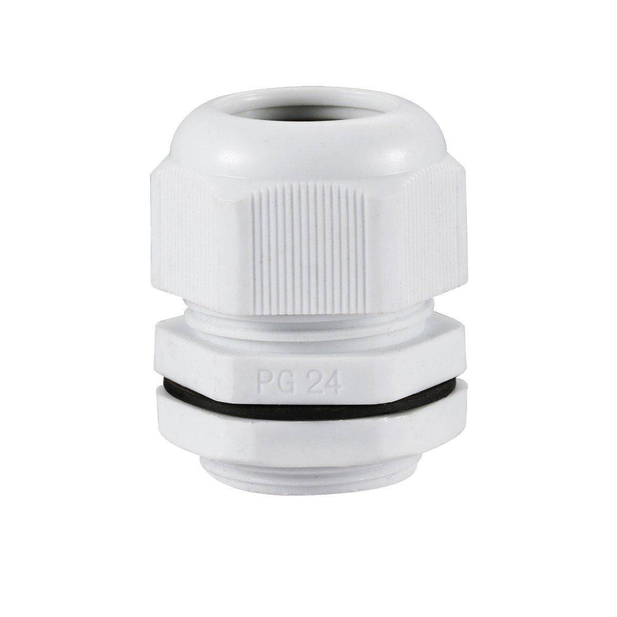PG24 IP68 Compression Cable Gland 15mm – 20mm with Locknut, Conduit Size 27mm – White