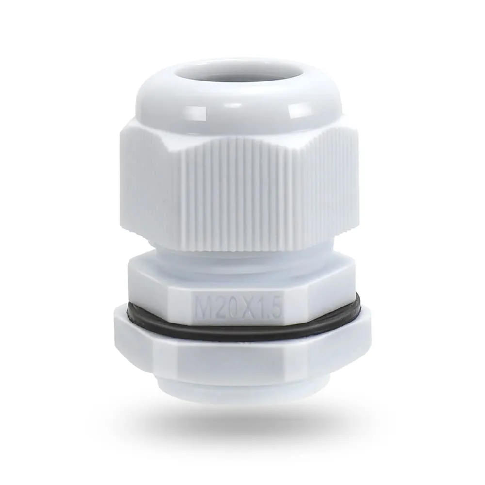 M20 IP68 Compression Cable Gland 6mm – 12mm with Locknut, Conduit Size 20mm – White - Image 2