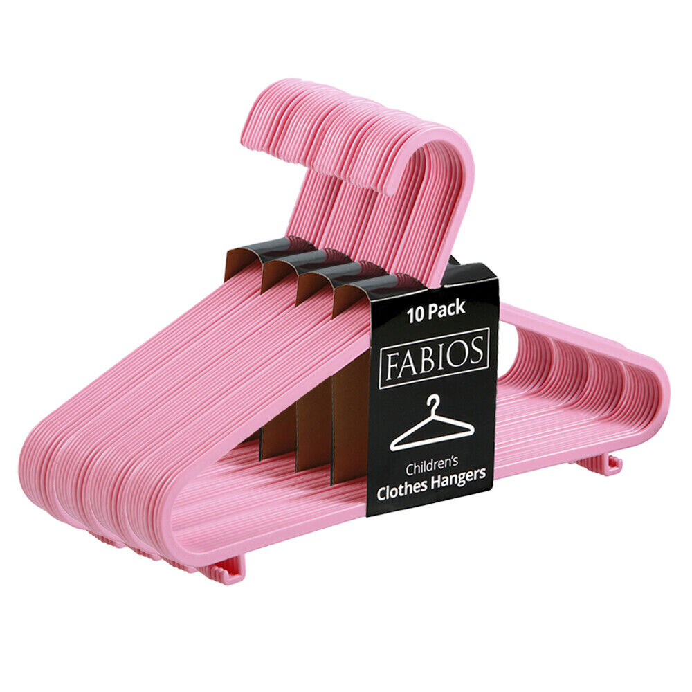 40 x Pink Plastic Children’s Clothes Hangers with Shoulder Notches – 29cm