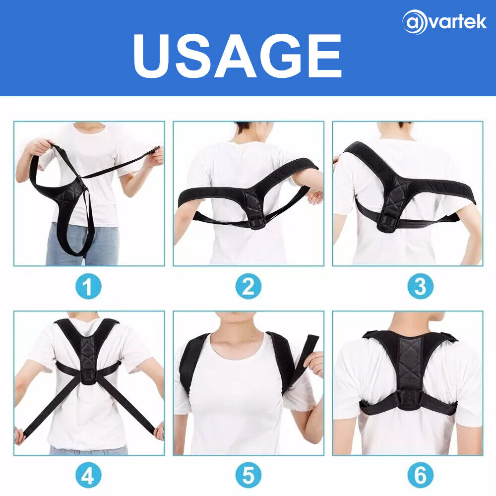 AVARTEK Adjustable Posture Corrector Back Shoulder Belt Lumbar Spine Support Body Brace Strap - Image 5