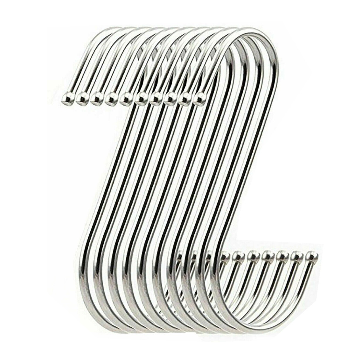 10 Medium Stainless Steel S Hooks, For Kitchen Utensil, Hanging Clothes