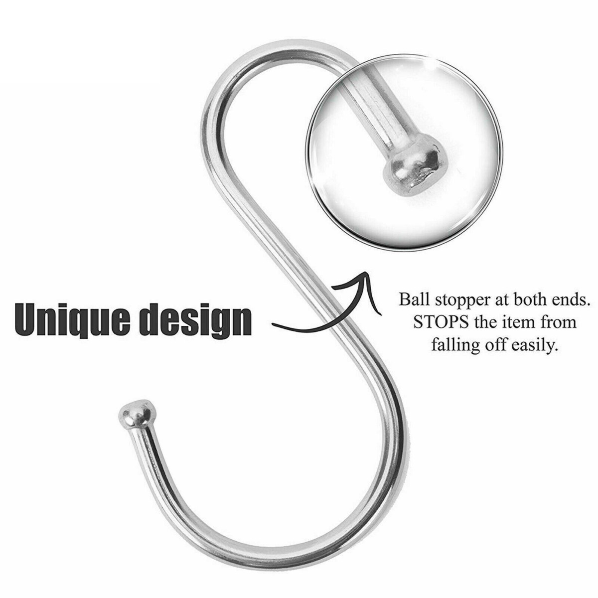 10 Medium Stainless Steel S Hooks, For Kitchen Utensil, Hanging Clothes - Image 5