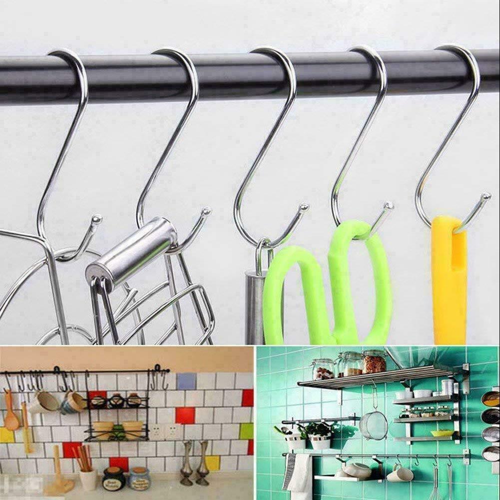 10 Medium Stainless Steel S Hooks, For Kitchen Utensil, Hanging Clothes - Image 8