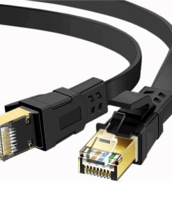 Alternative view of FLAT 1m CAT8 SSTP Shielded 2000MHz 40Gbps High Speed Ethernet Cable RJ45 – Black