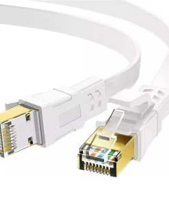 FLAT 20m CAT8 SSTP Shielded 2000MHz 40Gbps High Speed Ethernet Cable RJ45 – White