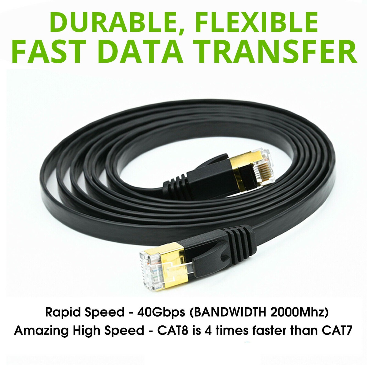 FLAT 3m CAT8 SSTP Shielded 2000MHz 40Gbps High Speed Ethernet Cable RJ45 – Red - Image 3