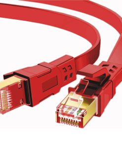FLAT 3m CAT8 SSTP Shielded 2000MHz 40Gbps High Speed Ethernet Cable RJ45 – Red