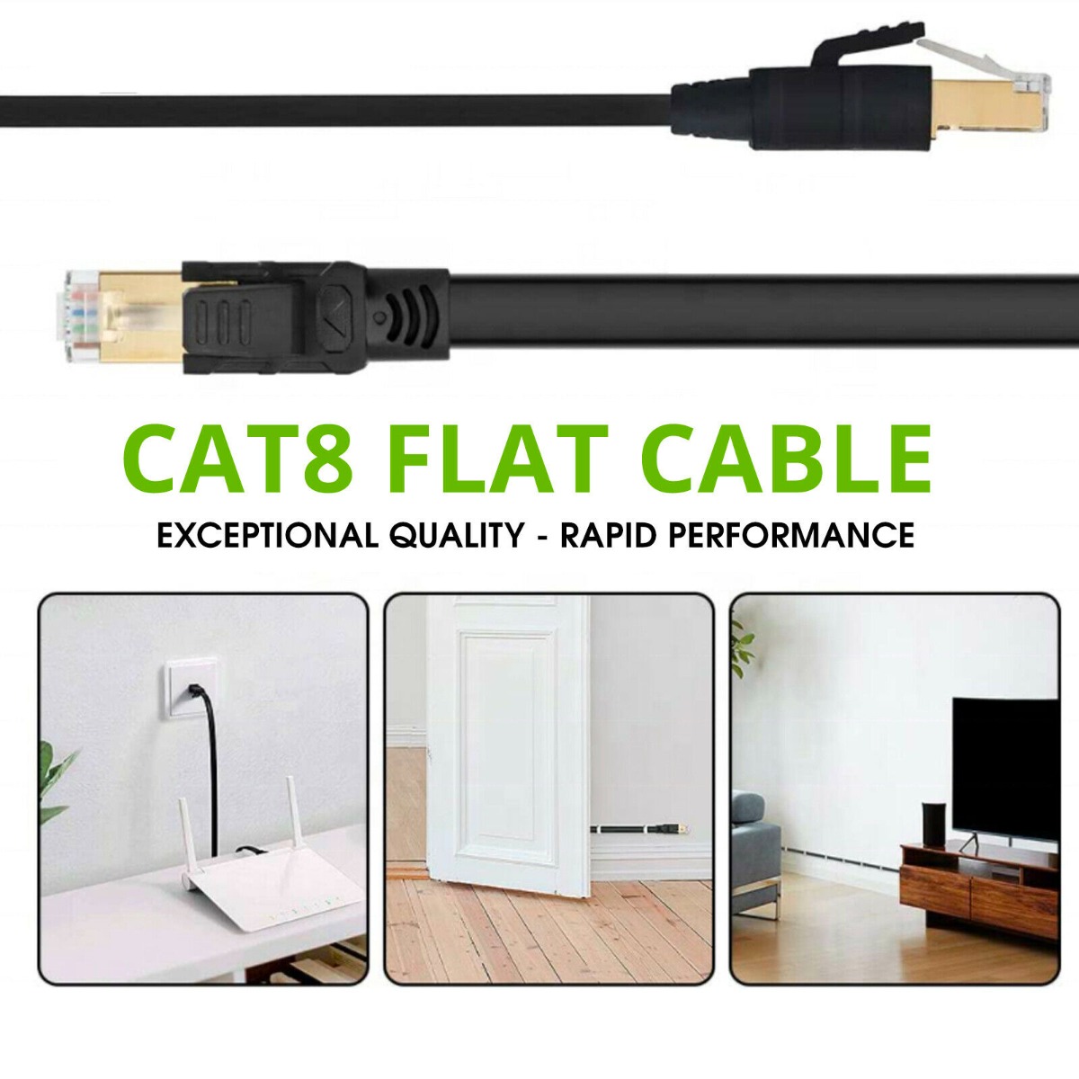 FLAT 0.5m CAT8 SSTP Shielded 2000MHz 40Gbps High Speed Ethernet Cable RJ45 – Grey - Image 7