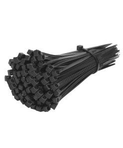 540mm x 7.6mm Strong Black Nylon Cable Tie Wraps – Pack of 100