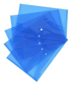A4 Document Wallets Transparent Blue Polypropylene 23.5 x 33.5 cm Pack of 5