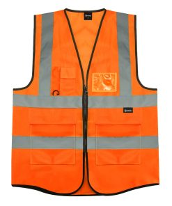 Orange Hi Vis Vest with Phone & ID Pockets – Extra Large