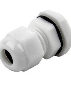 M16 IP68 Compression Cable Gland 4mm – 8mm with Locknut, Conduit Size 12mm – White